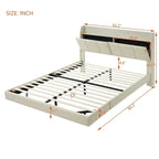 Letto a piattaforma Queen Size con testiera contenitore e porte USB