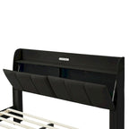 Letto a piattaforma Queen Size con testiera contenitore e porte USB
