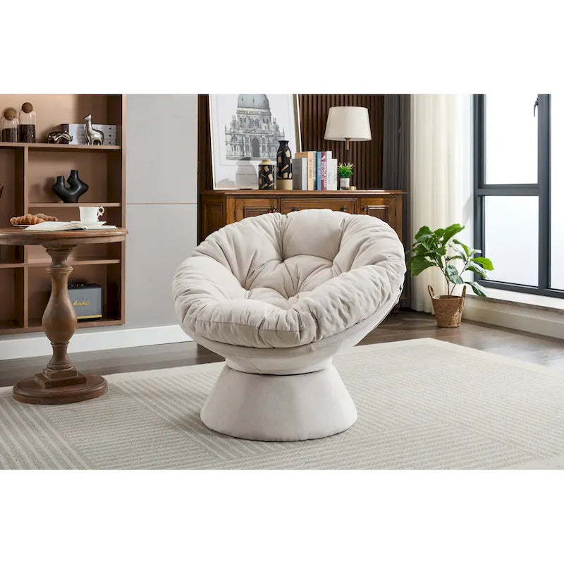 Poltrona girevole grande, poltrona girevole a barile a 360°, poltrona Papasan per soggiorno camera da letto