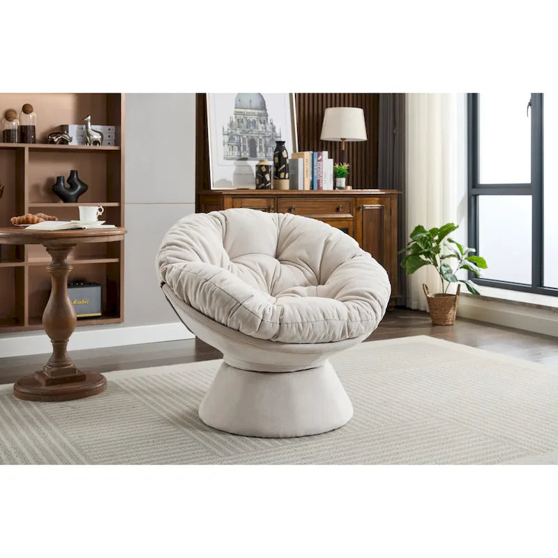 Poltrona girevole grande, poltrona girevole a barile a 360°, poltrona Papasan per soggiorno camera da letto