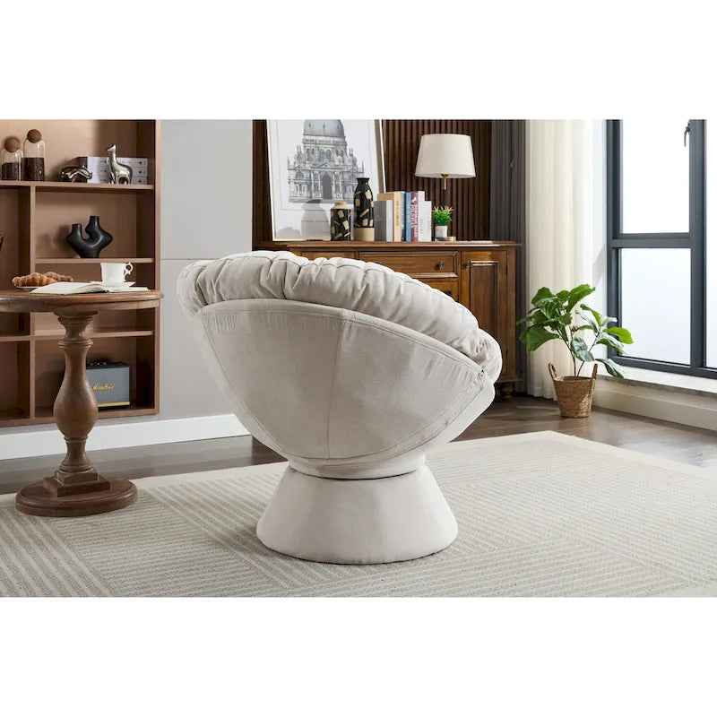 Poltrona girevole grande, poltrona girevole a barile a 360°, poltrona Papasan per soggiorno camera da letto