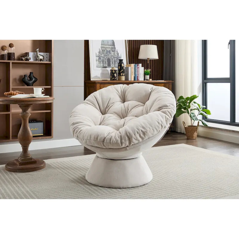 Poltrona girevole grande, poltrona girevole a barile a 360°, poltrona Papasan per soggiorno camera da letto