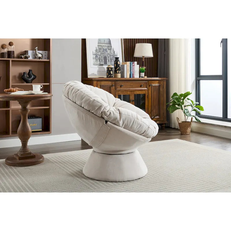 Poltrona girevole grande, poltrona girevole a barile a 360°, poltrona Papasan per soggiorno camera da letto