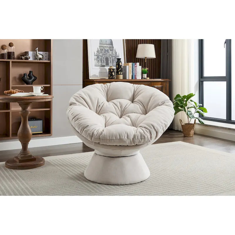 Poltrona girevole grande, poltrona girevole a barile a 360°, poltrona Papasan per soggiorno camera da letto
