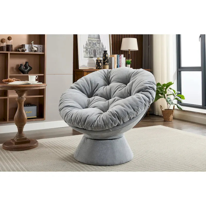 Poltrona girevole grande, poltrona girevole a barile a 360°, poltrona Papasan per soggiorno camera da letto