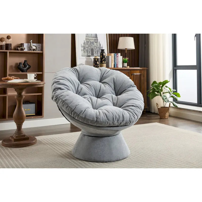 Poltrona girevole grande, poltrona girevole a barile a 360°, poltrona Papasan per soggiorno camera da letto