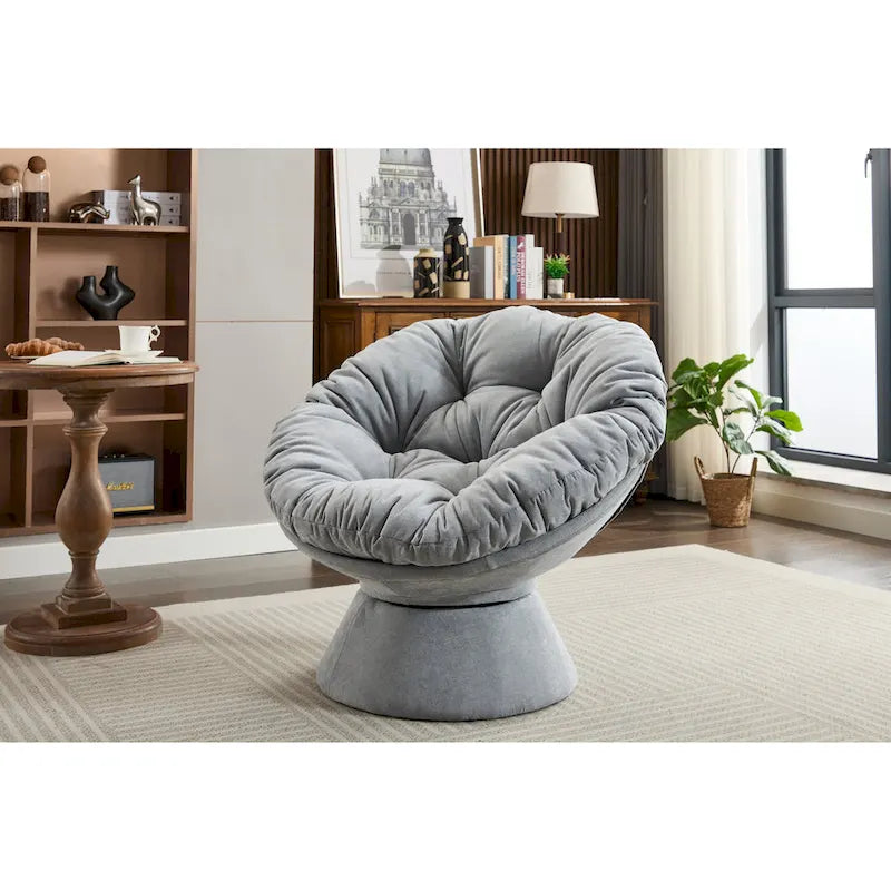 Poltrona girevole grande, poltrona girevole a barile a 360°, poltrona Papasan per soggiorno camera da letto