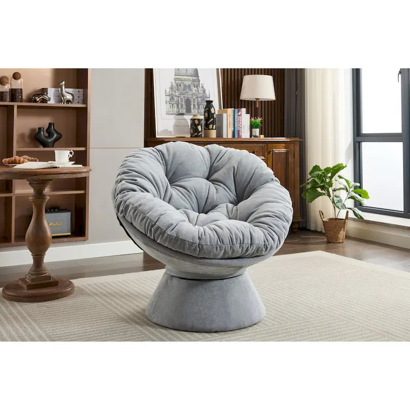 Poltrona girevole grande, poltrona girevole a barile a 360°, poltrona Papasan per soggiorno camera da letto