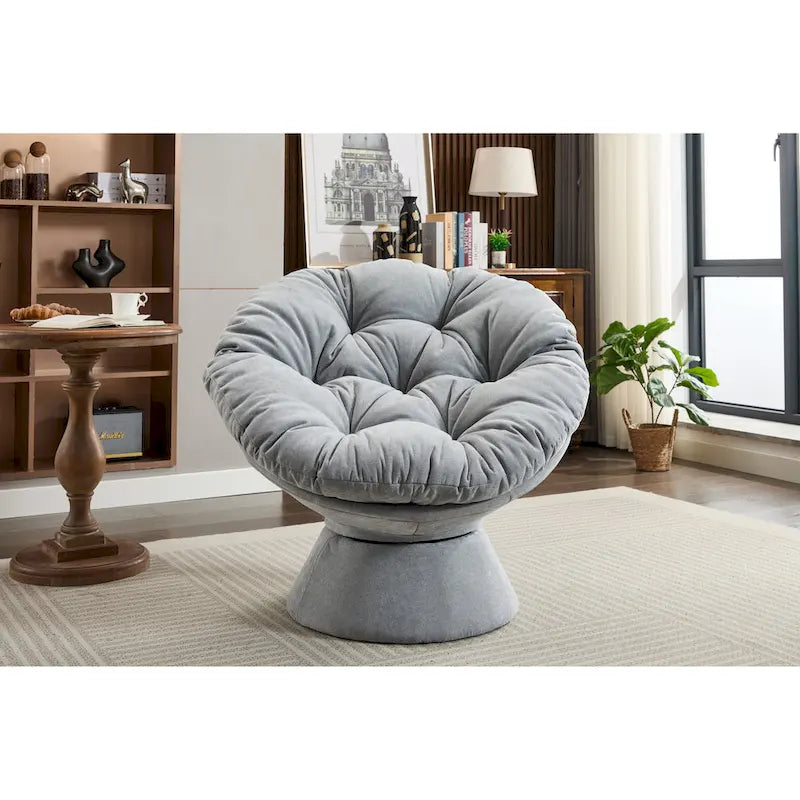 Poltrona girevole grande, poltrona girevole a barile a 360°, poltrona Papasan per soggiorno camera da letto