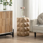 Tavolino rotondo in legno con design a botte