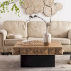 Tavolino rotondo in legno con design a botte