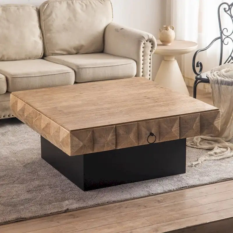 Tavolino rotondo in legno con design a botte
