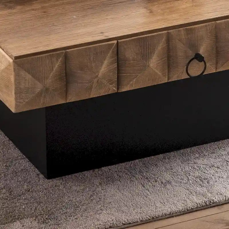 Tavolino rotondo in legno con design a botte