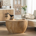 Tavolino rotondo in legno con design a botte