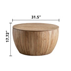 Tavolino rotondo in legno con design a botte