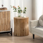 Tavolino rotondo in legno con design a botte