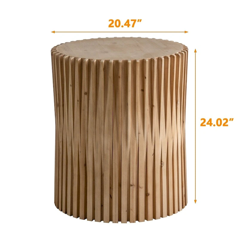 Tavolino rotondo in legno con design a botte