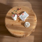Tavolino da Caffè Cilindrico con Texture a Rilievo