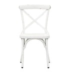 Sedia laterale con schienale a X in metallo anticato - Bianco antico (Set di 2)
