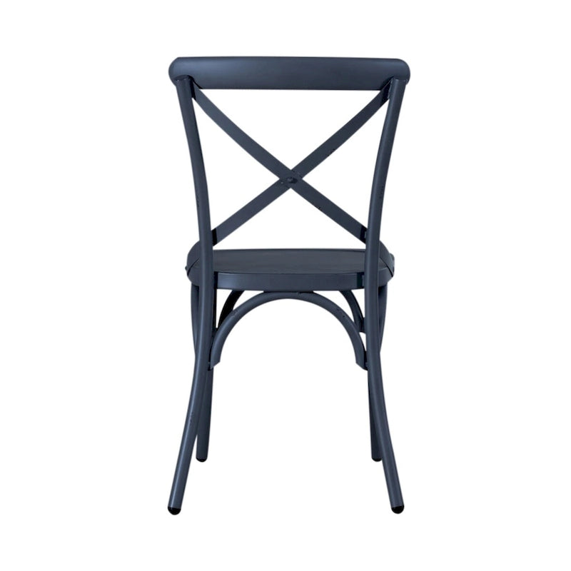 Sedia laterale con schienale a X in metallo anticato - Bianco antico (Set di 2)