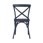 Sedia laterale con schienale a X in metallo anticato - Bianco antico (Set di 2)