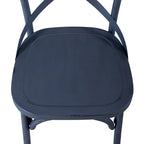 Sedia laterale con schienale a X in metallo anticato - Bianco antico (Set di 2)