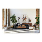 Tavolino d'appoggio rustico a tamburo in alluminio - 48 L x 48 P x 46 H cm