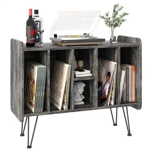 Supporto porta dischi in vinile a 3 livelli con gambe in metallo, 84,1L x 34,5P x 67,3A cm
