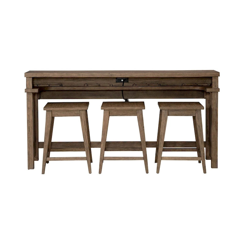 Set Consolle Bar e Sgabelli da 4 Pezzi in Toffee Invecchiato