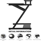 Scrivania per computer con ripiano per monitor e ripiani portaoggetti