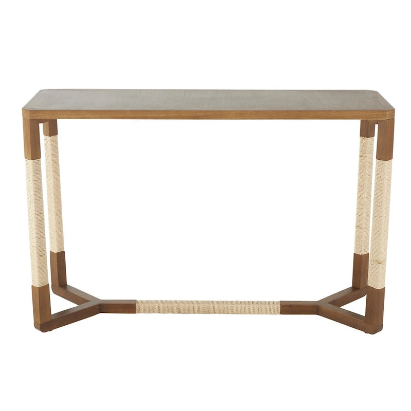 Consolle in legno con struttura rivestita in corda - Marrone