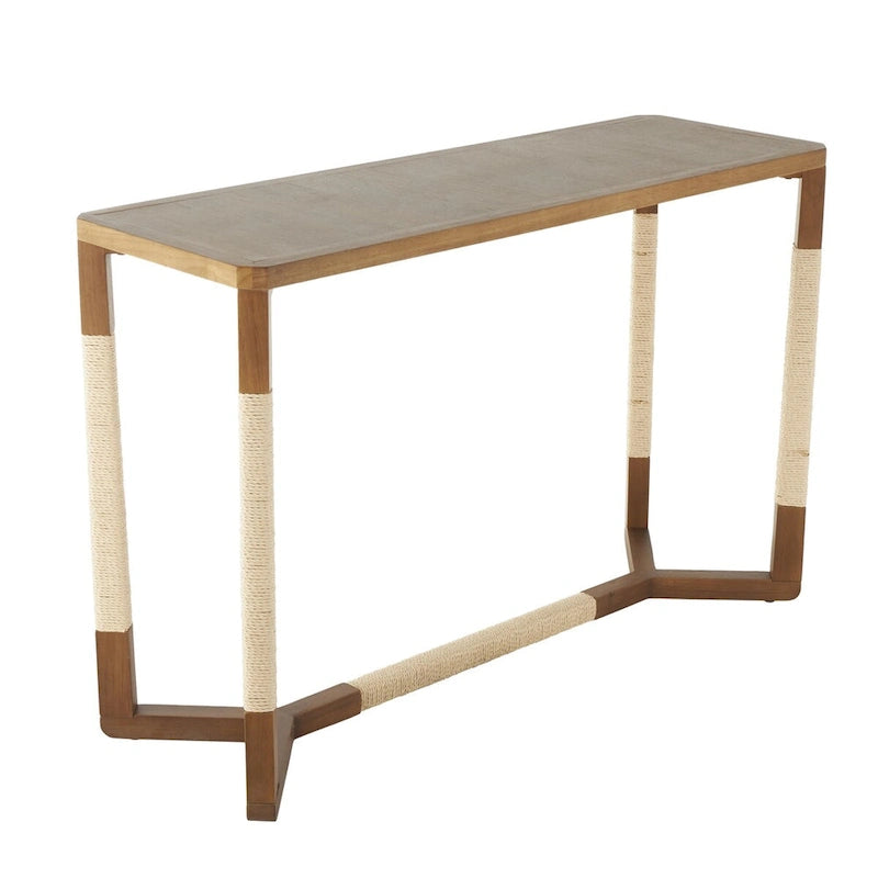Consolle in legno con struttura rivestita in corda - Marrone