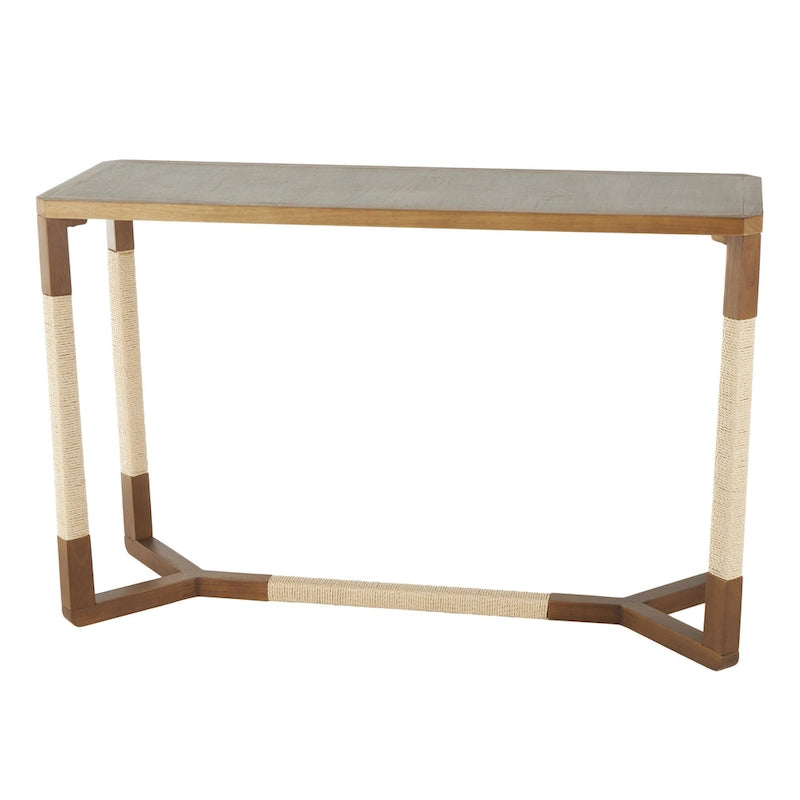 Consolle in legno con struttura rivestita in corda - Marrone